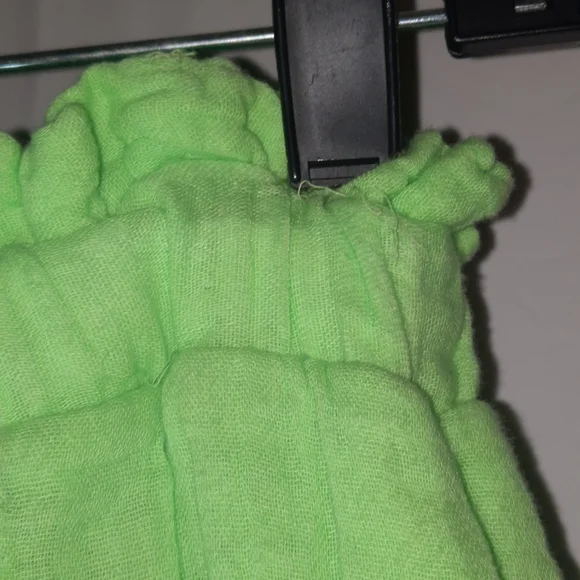 STARKX Elastic High Waist Short Crinkle Gauze Cotton Lime Green Pockets L 9 10 - Picture 6 of 12